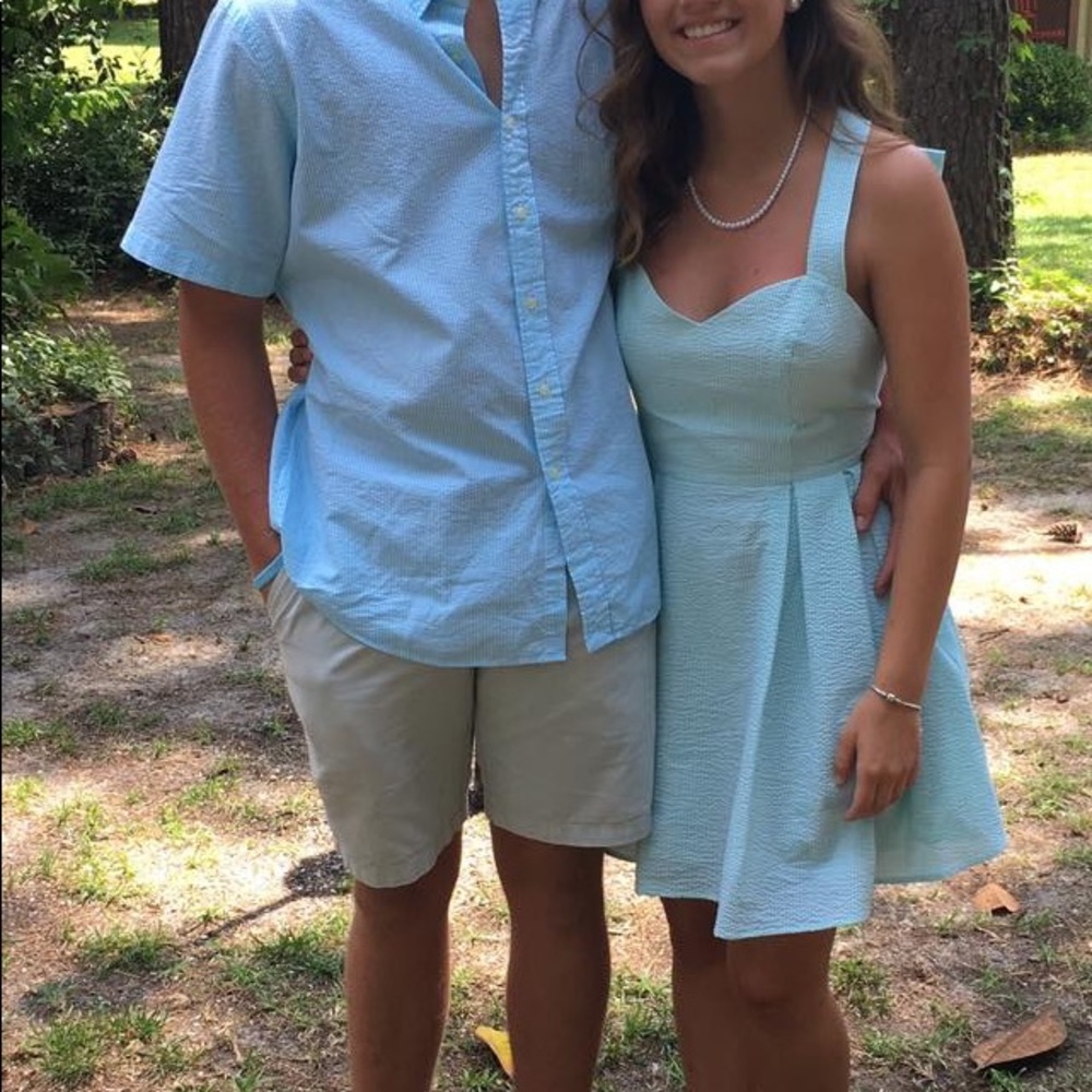 Lauren James Seafoam green seersucker dress